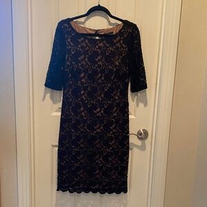 Connected Apparel Black Lace Midi Dress